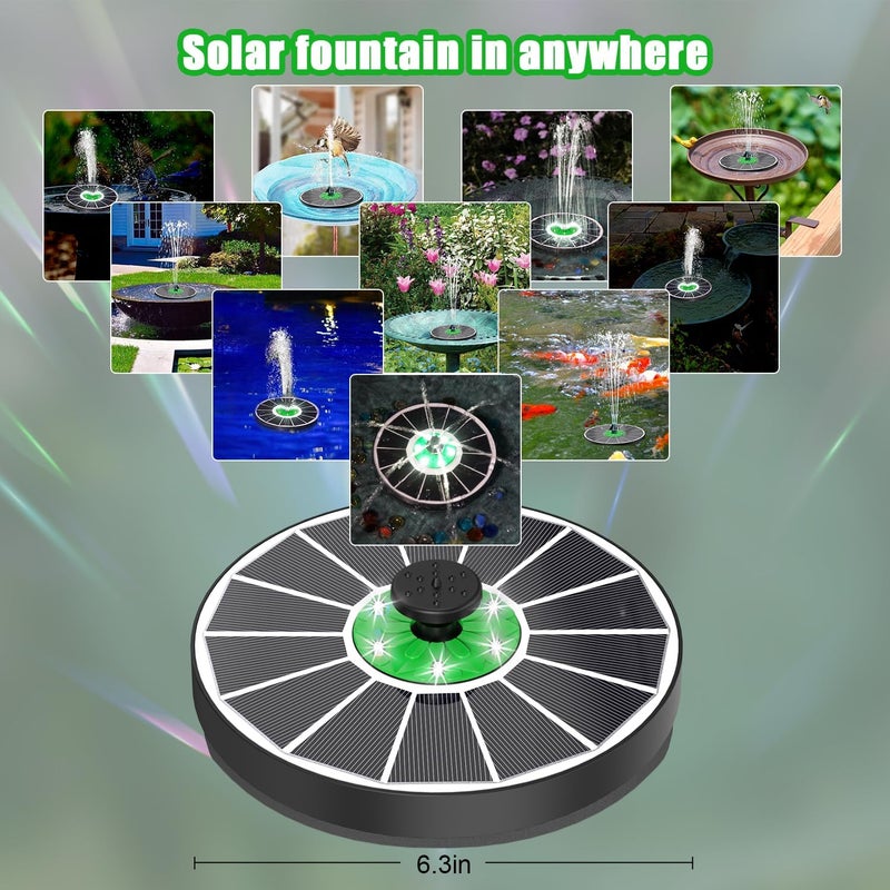 Yzert Solar Fountain White Lights Glass, 3.5W Solar Water Fountain with 2200 mAh Battery, Bird Bath Fountains Solar Power with 4 Fixers & 7 Nozzles for Outdoor,Patio, Garden Decor, Pond,Hummingbird - Image 2